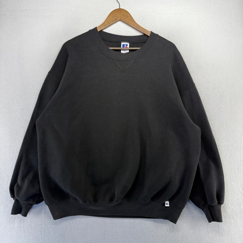Vintage Russell Athletic Blank Sweatshirt Mens XXL Black Crewneck made in USA